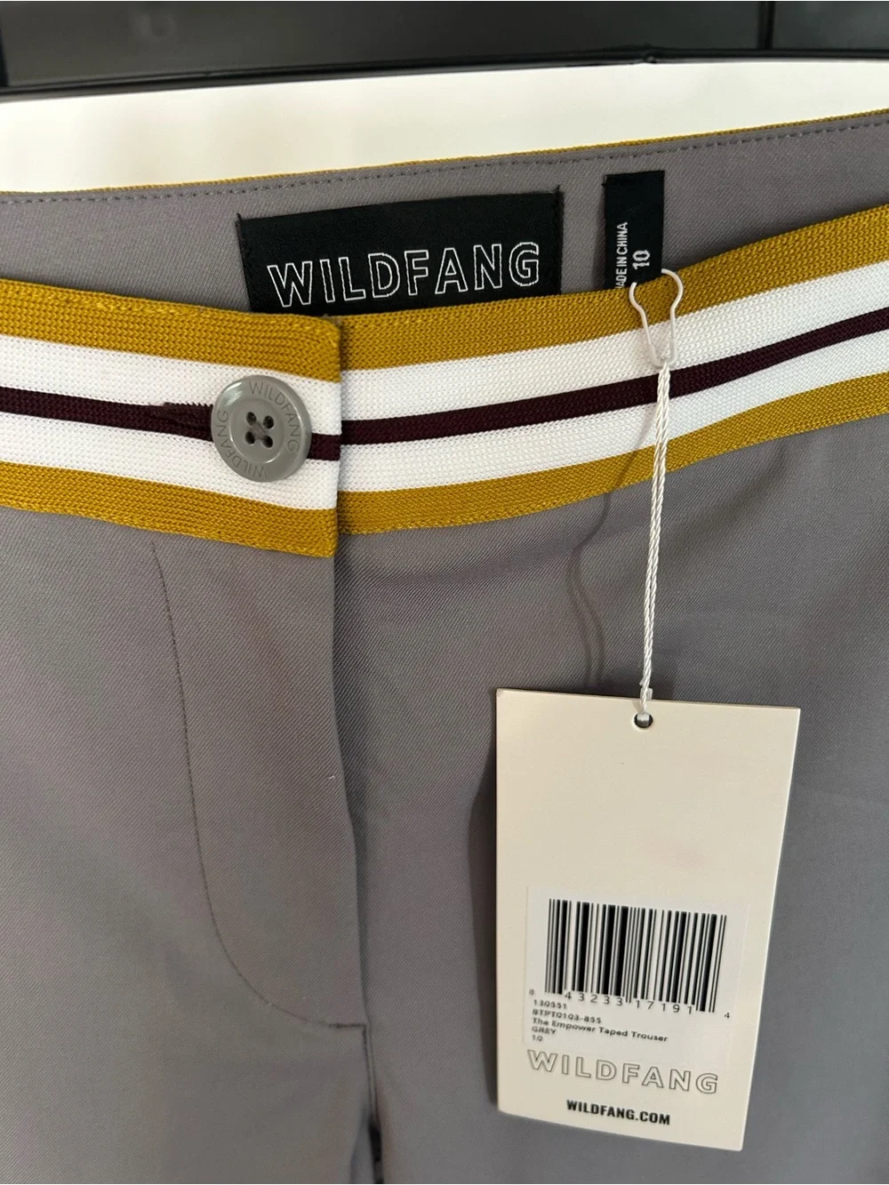 NWT Wildfang The Empower Taped Trouser Grey size 10